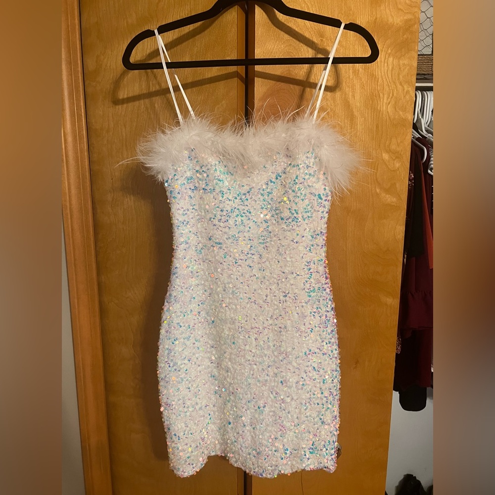 White sequins mini dress